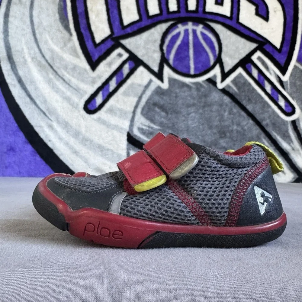 Size 8c - PLAE Kids TY Eco Red / Steel Sneaker Shoes